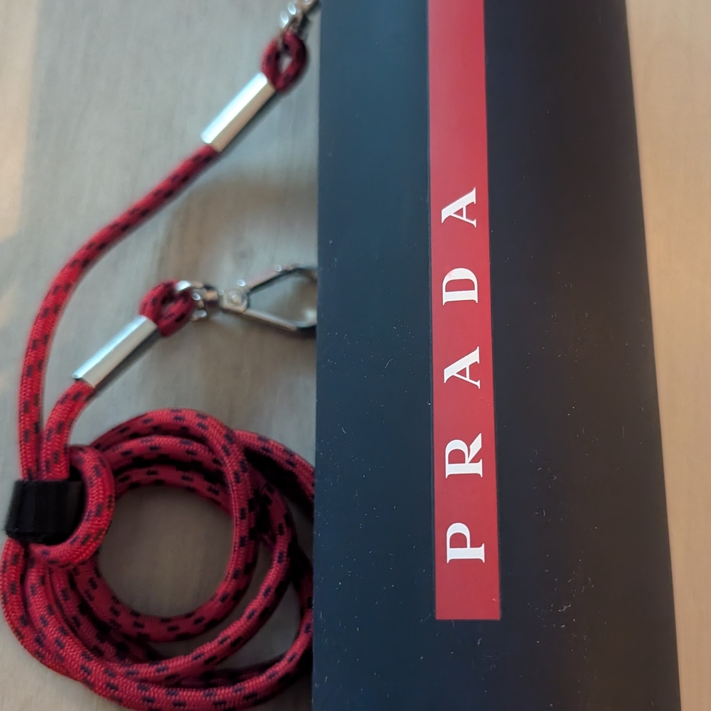 Prada Glass Water Bottle in Dark Blue and Bright Red - Picture 3 of 3